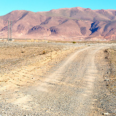 Image showing brown bush  in    valley  morocco         africa the atlas dry m