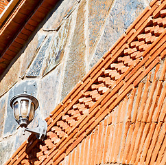 Image showing red tile in morocco africa texture street  lamp