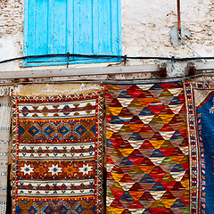 Image showing blue window in morocco africa old construction and brown wall re