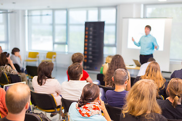 Image showing Speaker Giving a Talk at Business Meeting.