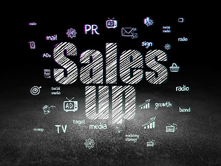 Image showing Advertising concept: Sales Up in grunge dark room