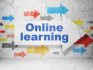 Image showing Studying concept: arrow with Online Learning on grunge wall background