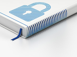 Image showing Information concept: closed book, Closed Padlock on white background