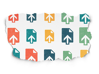 Image showing Web development concept: Upload icons on Torn Paper background