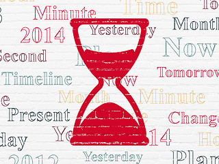 Image showing Time concept: Hourglass on wall background