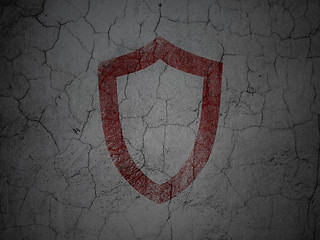 Image showing Security concept: Contoured Shield on grunge wall background