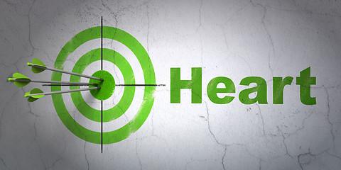 Image showing Healthcare concept: target and Heart on wall background