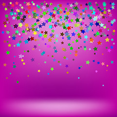 Image showing Set of Colorful Stars on Soft Pink Background