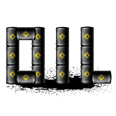 Image showing Set of Black Metal Oil Barrels