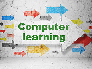 Image showing Studying concept: arrow with Computer Learning on grunge wall background