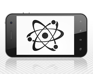 Image showing Science concept: Smartphone with Molecule on display