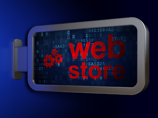 Image showing Web development concept: Web Store and Gears on billboard background