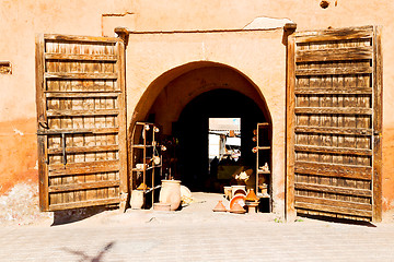 Image showing old door in morocco africa ancien and pottery