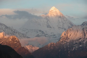 Image showing Sunset in the Himalyan mountains 1