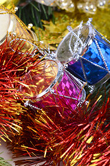 Image showing Closeup on colourful Christmas decorations