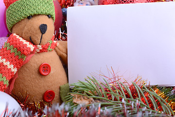 Image showing german Christmas card with teddy bear. Merry Christmas and a happy New Year