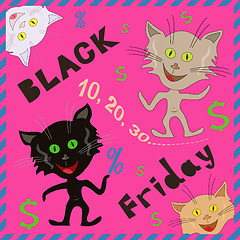 Image showing Funny cats announcing a Black Friday