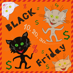 Image showing Amusing cats announcing a Black Friday