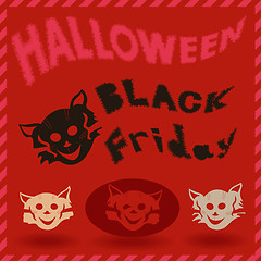 Image showing Halloween and Black Friday pattern with cat stencils