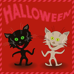 Image showing Inscription Halloween and two amusing cats