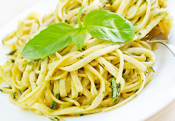 Image showing pasta with pesto