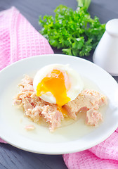 Image showing salad with tuna and boiled egg