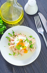 Image showing salad with tuna and boiled egg