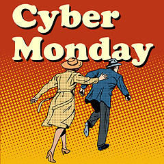 Image showing Cyber Monday shoppers run on sale