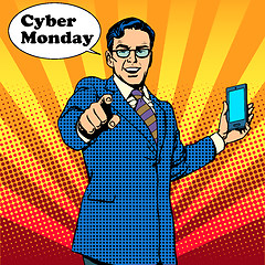 Image showing Cyber Monday the seller is encouraged to buy electronics