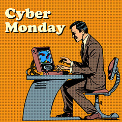 Image showing Cyber Monday computer and human