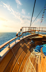 Image showing Sailboat at sunset