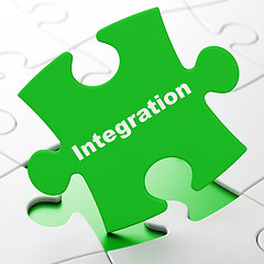 Image showing Business concept: Integration on puzzle background