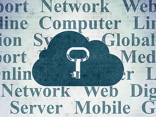 Image showing Cloud networking concept: Cloud With Key on Digital Paper background