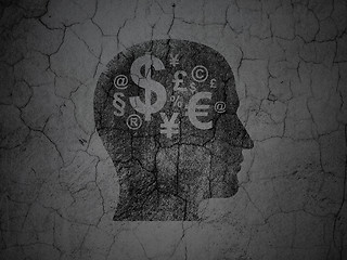 Image showing Advertising concept: Head With Finance Symbol on grunge wall background