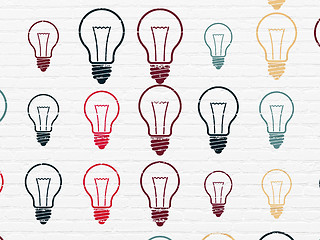 Image showing Business concept: Light Bulb icons on wall background