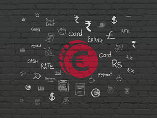 Image showing Currency concept: Euro Coin on wall background