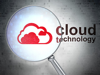 Image showing Cloud networking concept: Cloud and Cloud Technology with optical glass