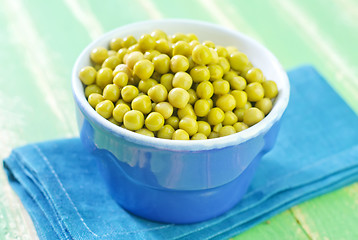 Image showing peas in the blue bowl