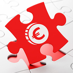Image showing Money concept: Euro Coin on puzzle background