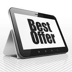 Image showing Business concept: Tablet Computer with Best Offer on display