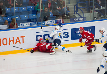 Image showing A. Litvinenko (5) and D. Abdullin (88) fall down