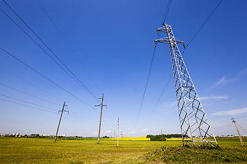 Image showing electric line in the agricultural field 