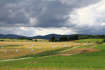 Image showing czech country with straw bales