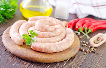 Image showing raw sausages