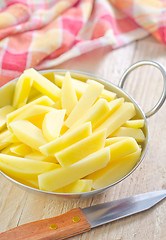 Image showing raw potato in metal bowl