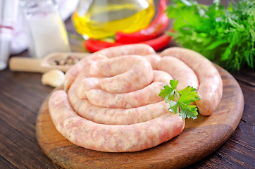 Image showing raw sausages