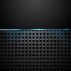 Image showing Dark perforated background with blue glow light