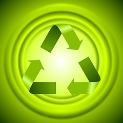 Image showing Green recycle logo sign with smooth circles