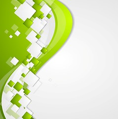 Image showing Bright green wavy tech abstract background