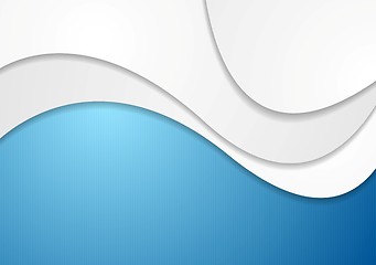 Image showing Blue white wavy art background